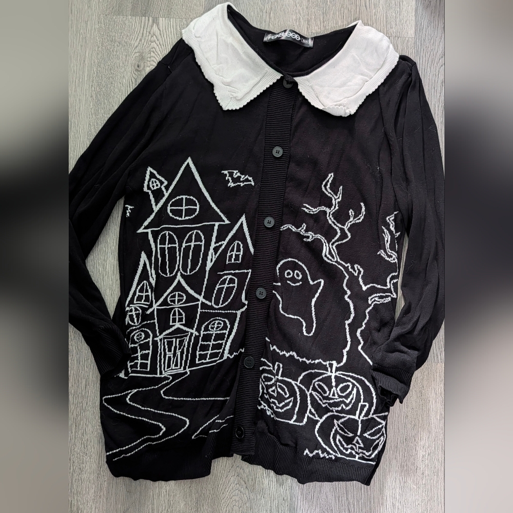 Foxblood Haunted House Halloween Cardigan XS/S Rare Sold Out Ghost Pumpkin Goth